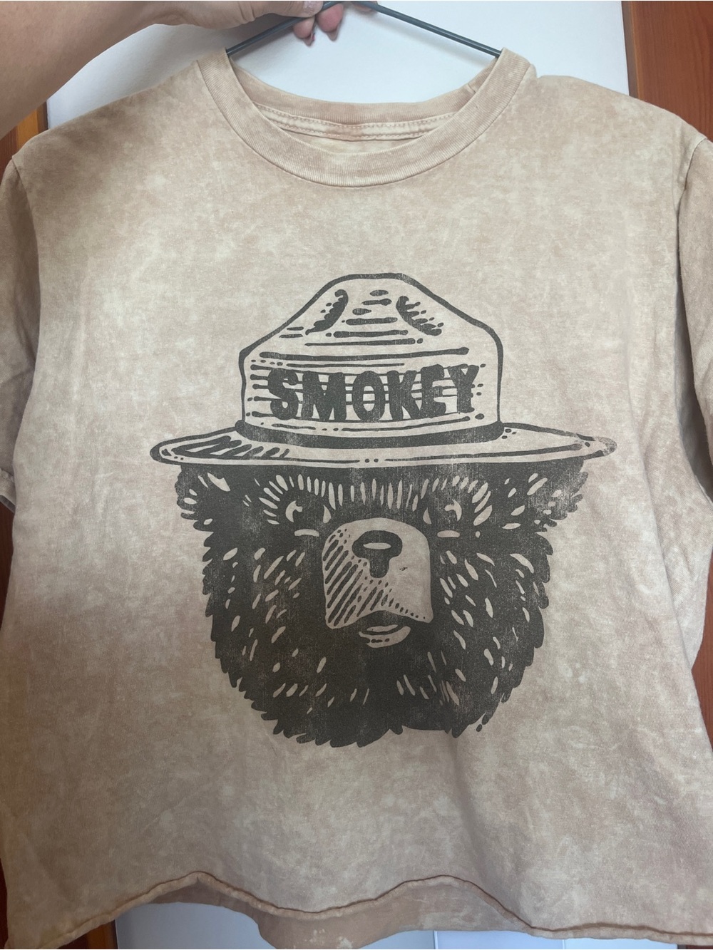 Smokey Bear Graphic Tee - Tan Cropped